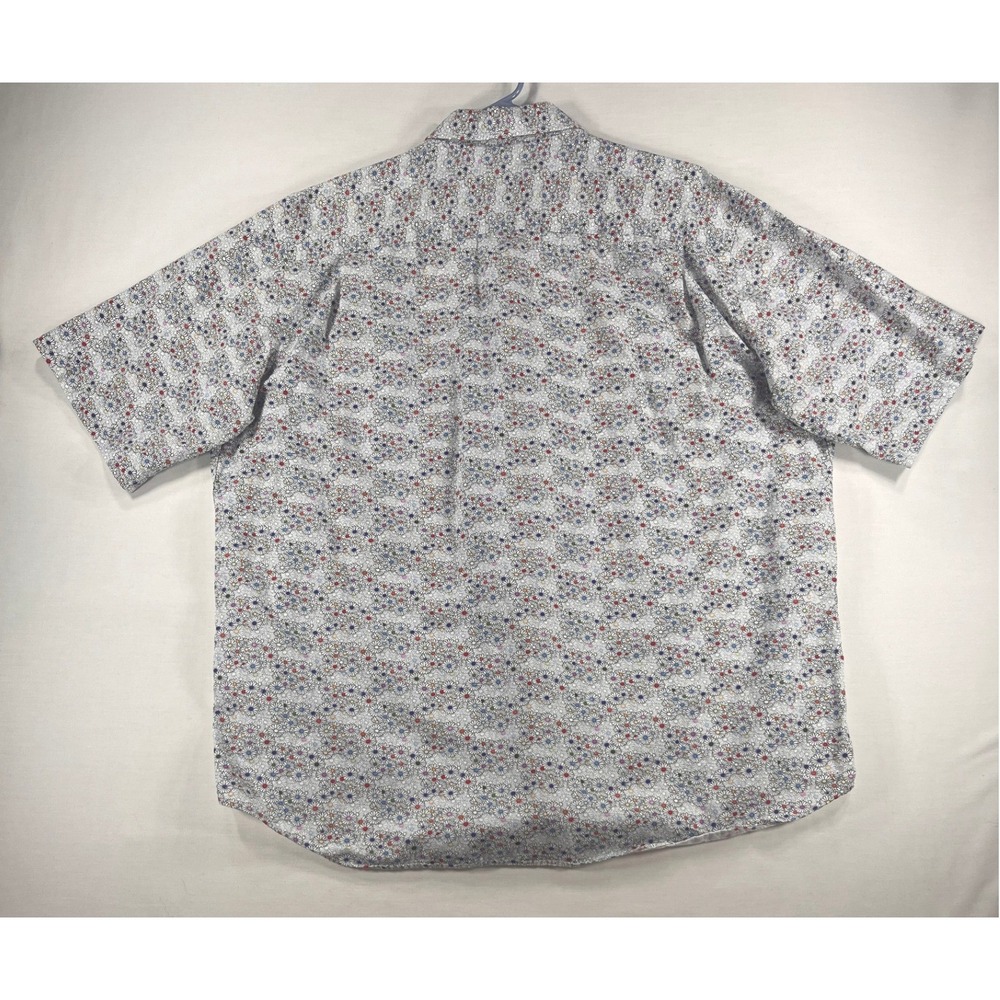 Alan Flusser Mens XXL Short Sleeve Button Down Shirt White Multi Daisy Floral - Picture 7 of 8